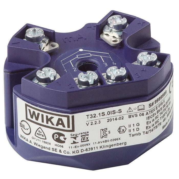WIKA Digital Temperature Transmitter T32 Temperature Transmitter PT100 Input, 85 °C, -40 °C