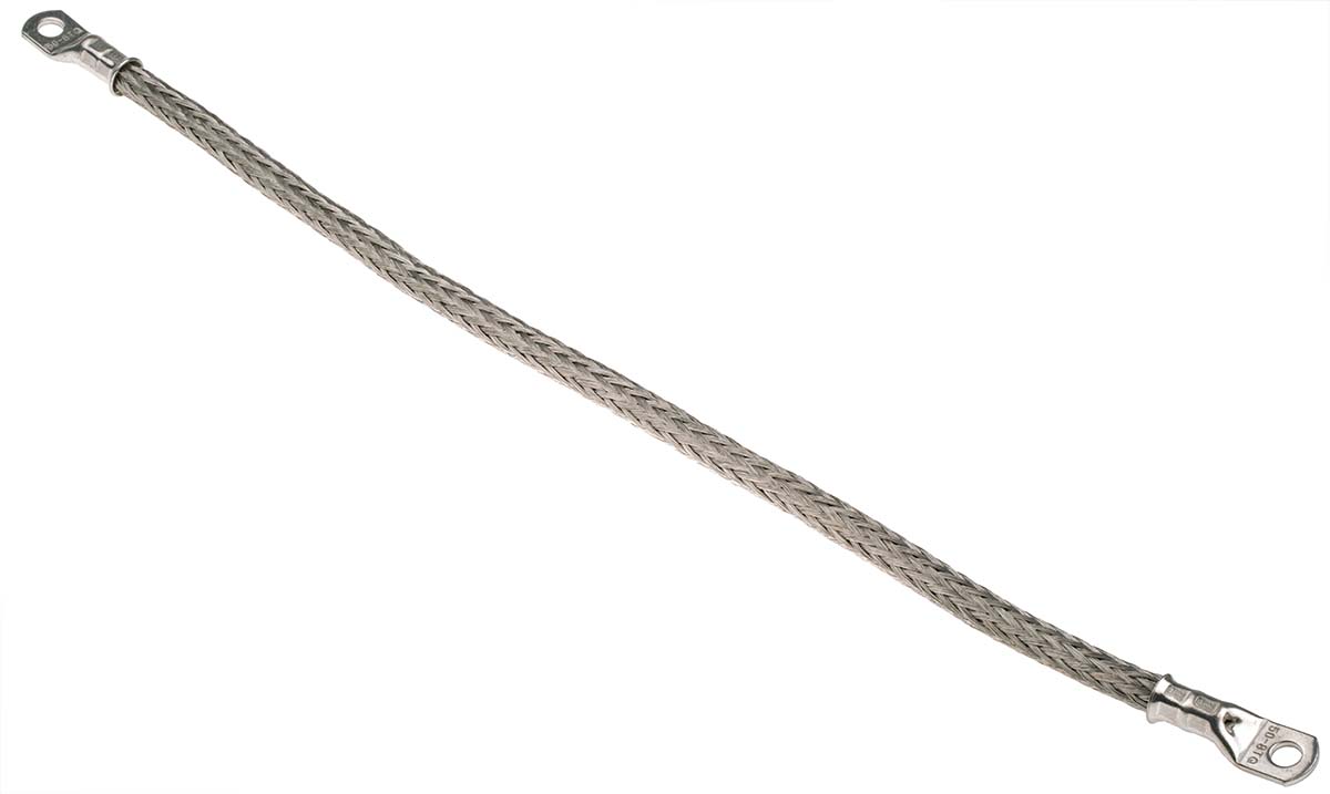 RS PRO Braided Wire, 36.19 mm² CSA M8 Stud Size, 3 x 2 x 16 x 0.2 mm 0.5 m, Tin Copper Wire BS EN 13602:2002, BS4109