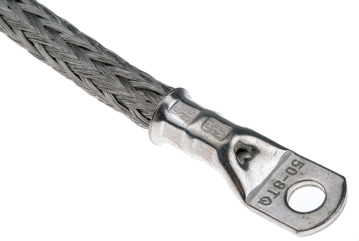 489-153 RS PRO Braided Wire, 36.19 mm² CSA M8 Stud Size, 3 x 2 x 16 x 0.2 mm 0.5 m, Tin Copper Wire BS EN 13602:2002, BS4109