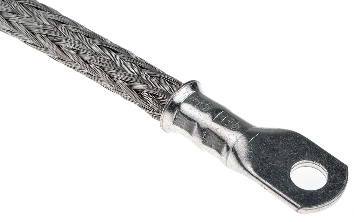 489-153 RS PRO Braided Wire, 36.19 mm² CSA M8 Stud Size, 3 x 2 x 16 x 0.2 mm 0.5 m, Tin Copper Wire BS EN 13602:2002, BS4109