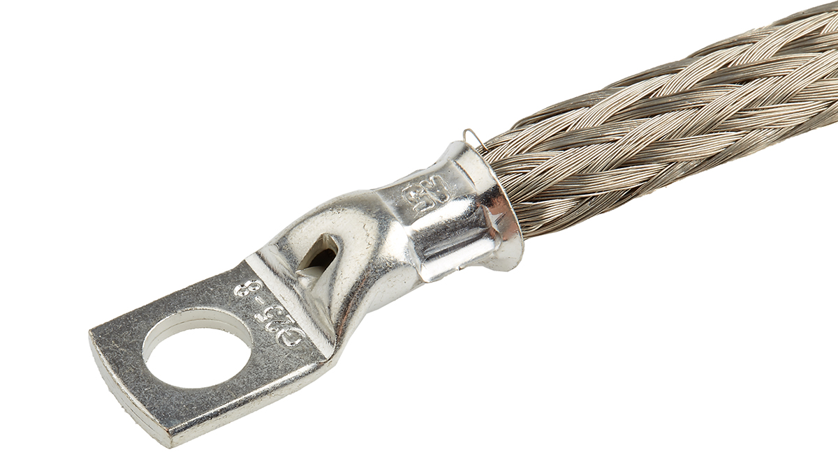 489-157 RS PRO Braided Wire, 24.13 mm² CSA M8 Stud Size, 2 x 24 x 16 x 0.2 mm 0.4 m, Tin Copper Wire BS4109, BS EN 13602:2002