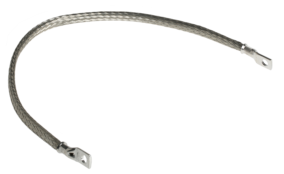 RS PRO Braided Wire, 15.08 mm² CSA M6 Stud Size, 24 x 20 x 0.2 mm 0.4 m, Tin Copper Wire BS4109, BS EN 13602:2002