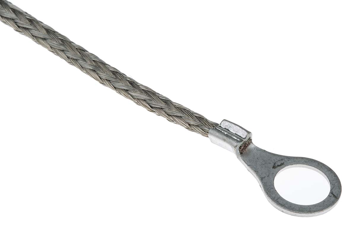 489-185 RS PRO Braided Wire, 2.26 mm² CSA M8 Stud Size, 16 x 8 x 0.15 mm 0.2 m, Tin Copper Wire BS EN 13602:2002, BS4109