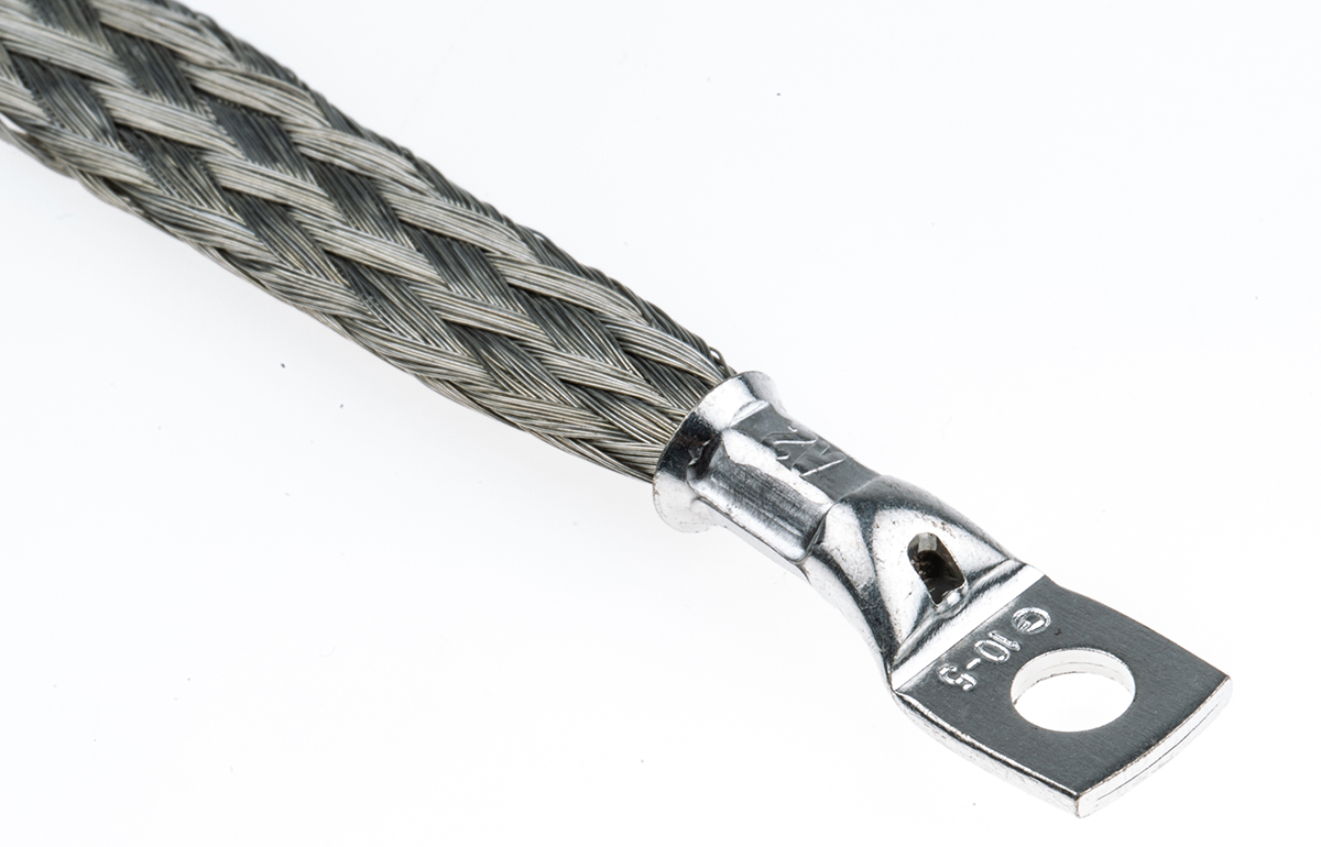 489-204 RS PRO Braided Wire, 8.29 mm² CSA M5 Stud Size, 24 x 11 x 0.2 mm 0.15 m, Tin Copper Wire BS EN 13602:2002, BS4109
