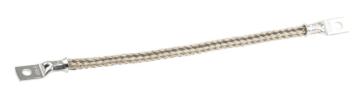 RS PRO Braided Wire, 10.05 mm² CSA M5 Stud Size, 16 x 20 x 0.2 mm 0.2 m, Tin Copper Wire BS EN 13602:2002, BS4109