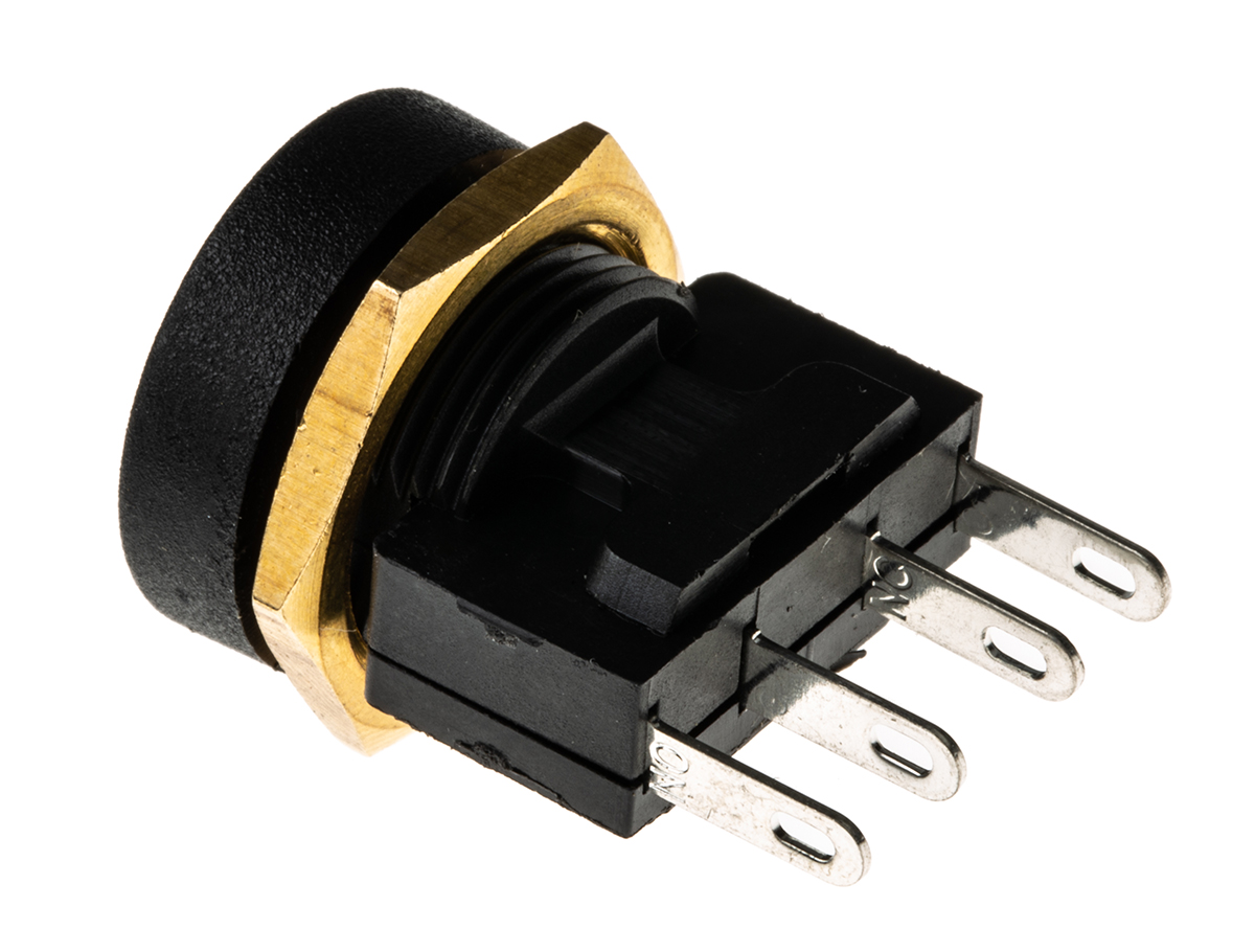 49-59121 ITW Switches 49-59 Series Push Button Switch, Momentary, Panel, 16 mm Cutout, SPDT, Clear LED, IP67, 50 V dc 250 V ac