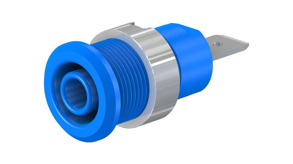 Staubli Blue Female Banana Socket, 4 mm Connector, Faston Terminal Termination, 1000V, 32A, Nickel Plating