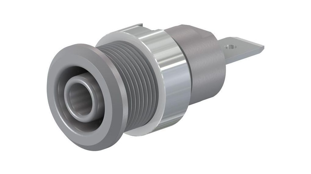 Staubli Grey Female Banana Socket, 4 mm Connector, Screw Termination, 1kV, 32A, Nickel Plating