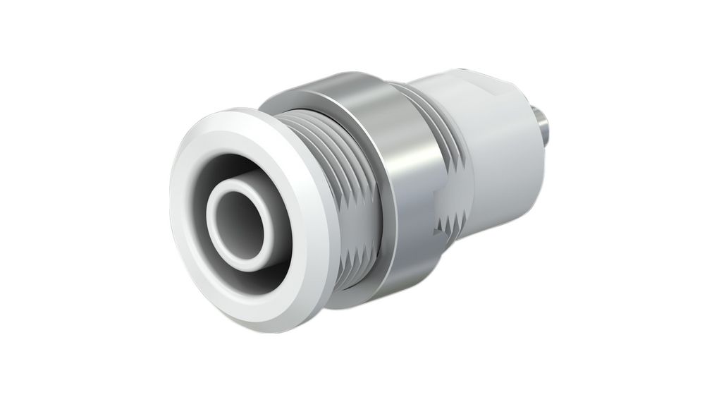 Staubli White Female Banana Socket, 4 mm Connector, Solder Termination, 1kV, 24A, Nickel Plating