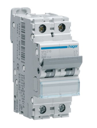Hager NGN MCB, 2P, 50A Curve D, 230 → 400V AC, 6 kA Breaking Capacity