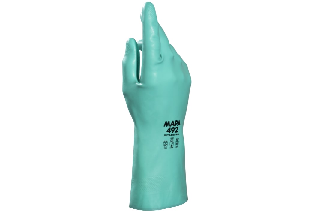 Mapa ULTRANITRIL 492 Green Nitrile Work Gloves, Size 9, Nitrile Coating