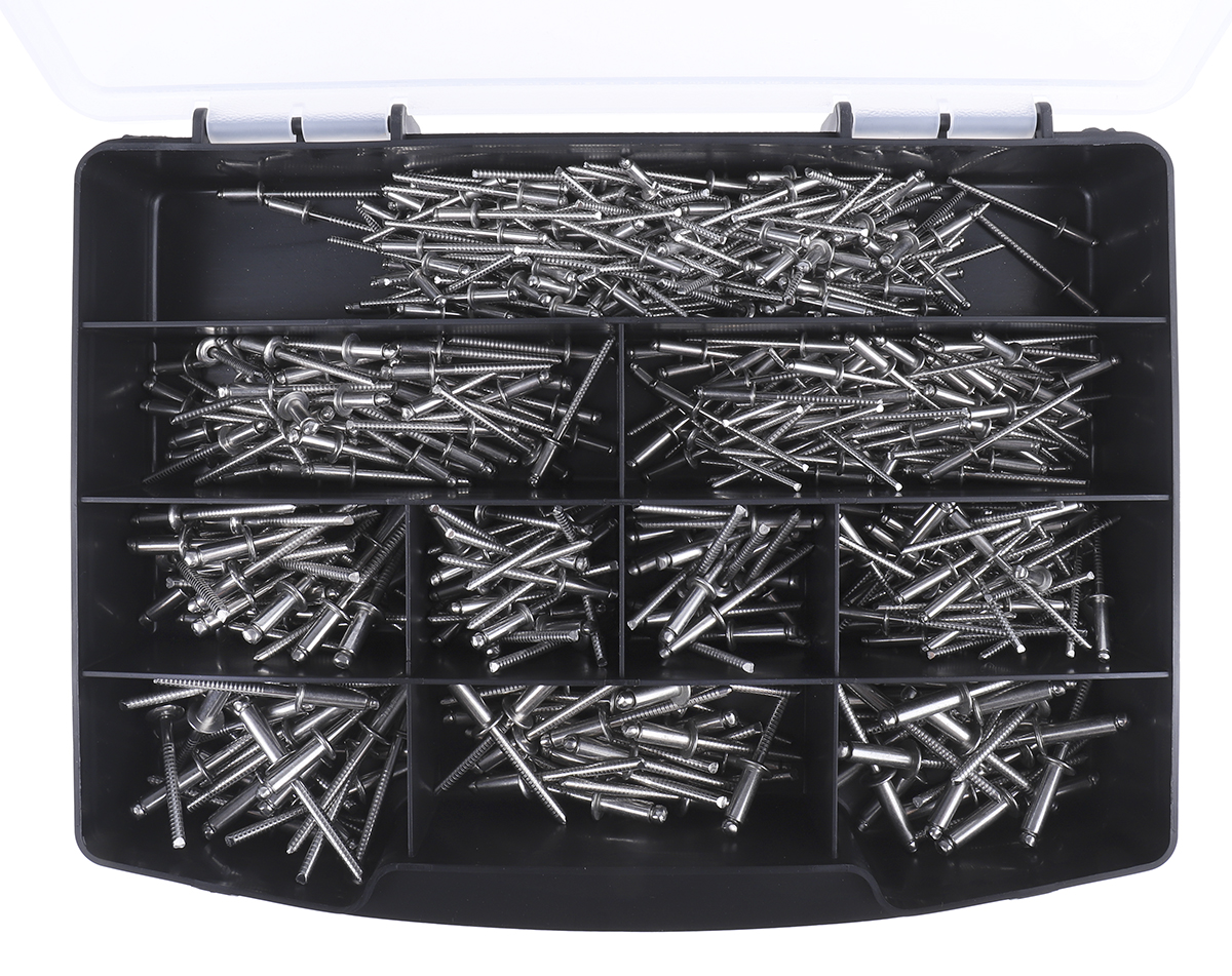 493-5483 RS PRO Plain Stainless Steel Stainless Steel Blind Rivet Set Rivet Set, 465 pieces