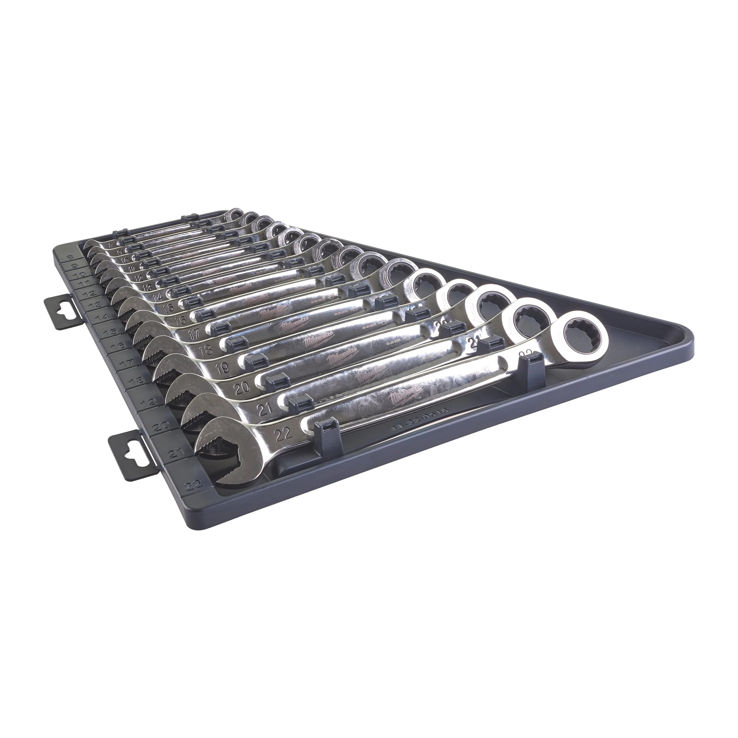 4932464994 Milwaukee 15-Piece Ratchet Spanner Set, 12 mm, 21 mm, 13 mm, 8 mm, 18 mm, 14 mm, 22 mm, 10 mm, 15 mm, 11 mm, 9 mm, 20