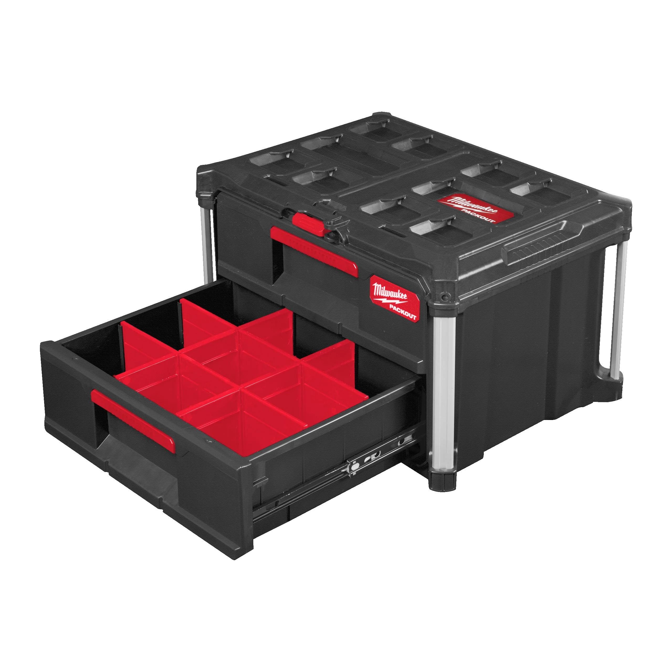 4932472129 Milwaukee 2 Drawer Polymer Tool Box 360 mm 560 mm 410mm