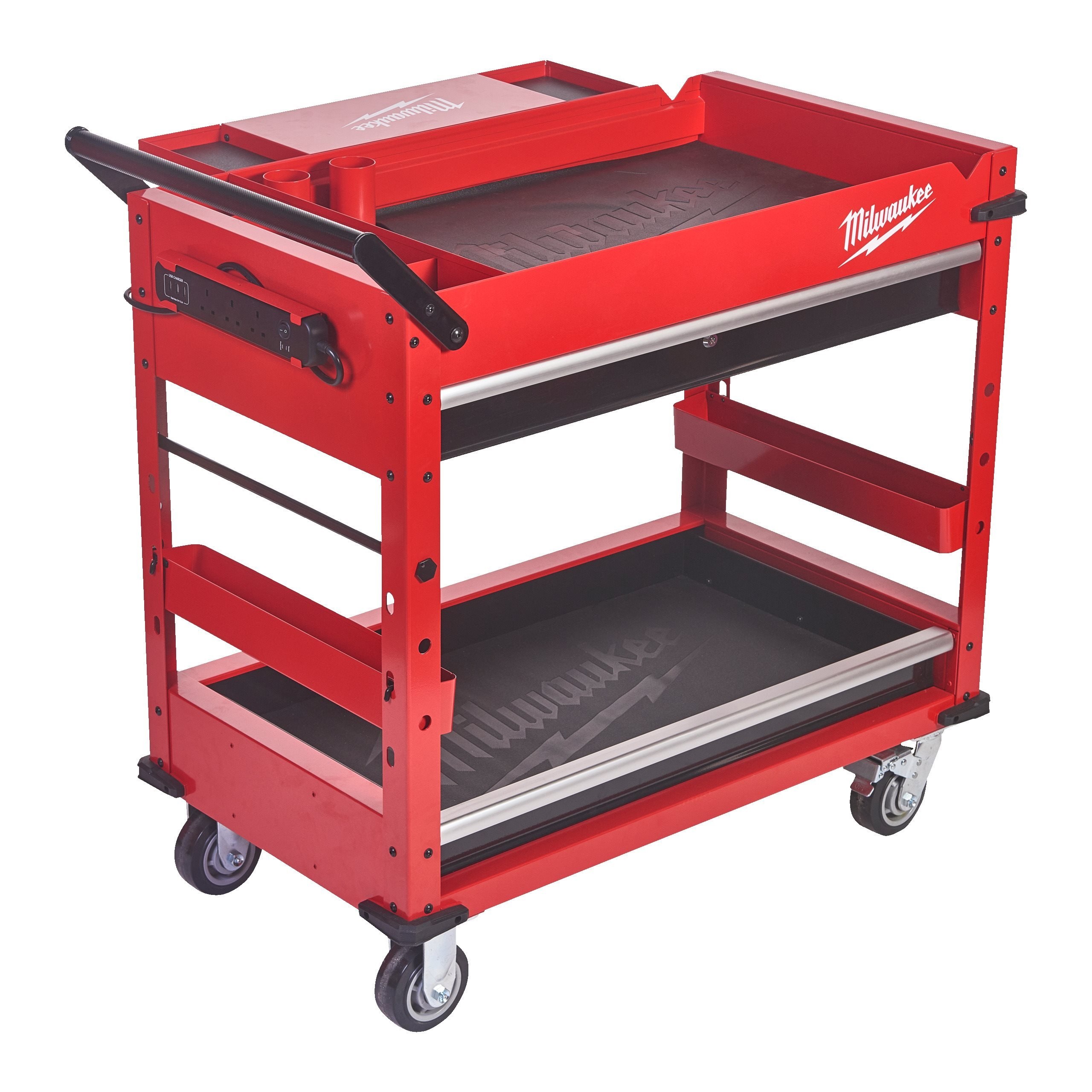 4932478857 Milwaukee 2 Steel 2 Fixed + 2 Swivel Trolley, 561 mm, 22 kg Load, 991 mm