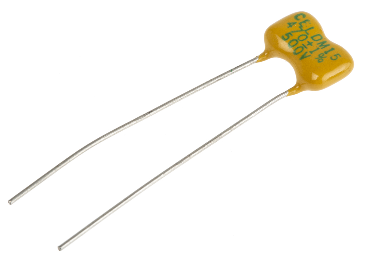 RS PRO 470 pF Mica Capacitor 500V ±1 % Tolerance, D Radial