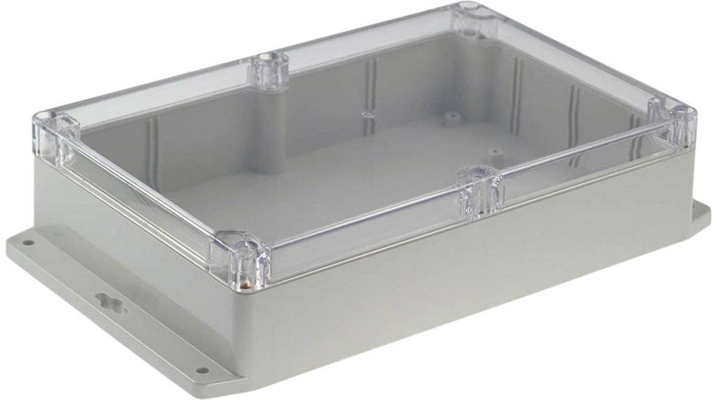RND RND 455 Series Light Grey Polycarbonate General Purpose Enclosure, IP65, Flanged, Transparent Lid, 146x222x55mm