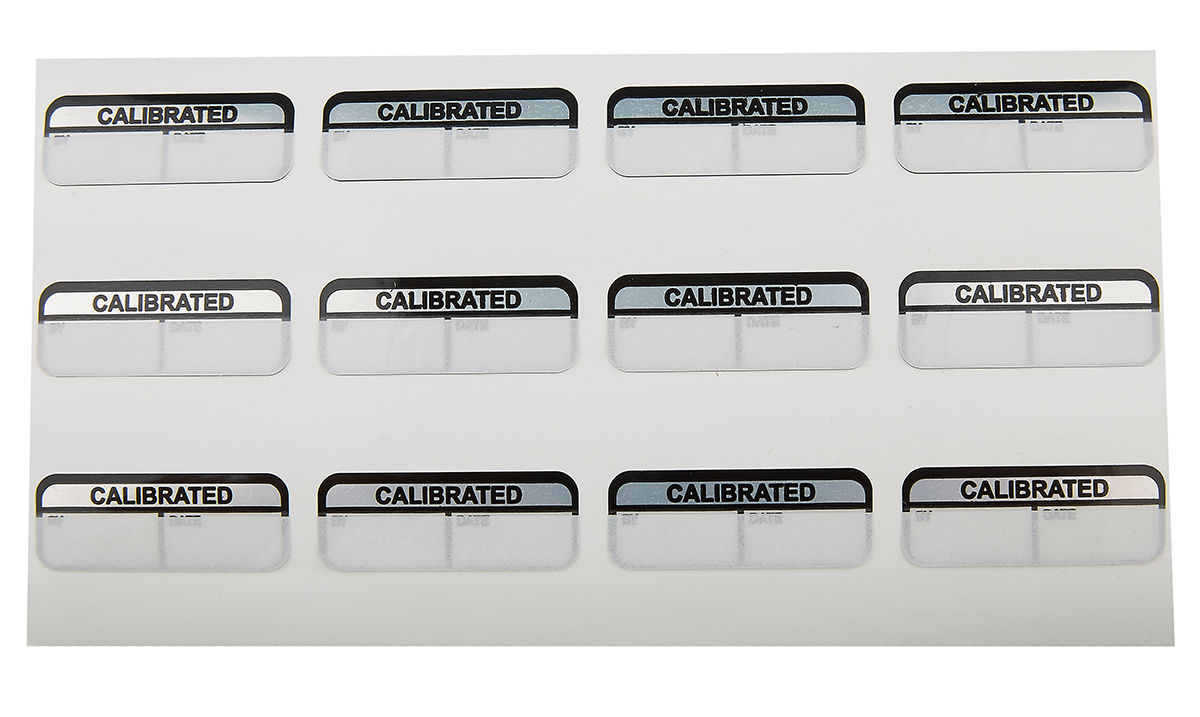 RS PRO Adhesive Pre-Printed Black Label-Calibrated-. Quantity: 120 Per Pack
