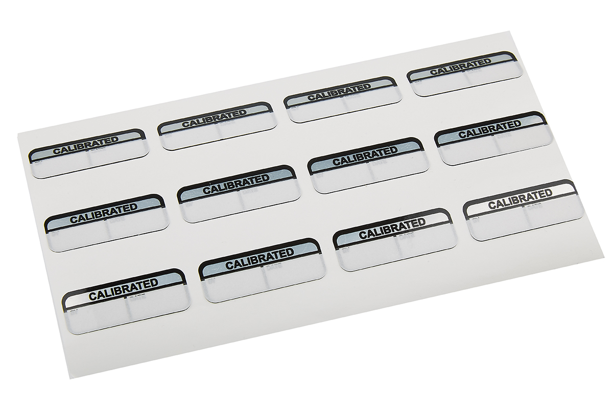 496-401 RS PRO Adhesive Pre-Printed Black Label-Calibrated-. Quantity: 120 Per Pack