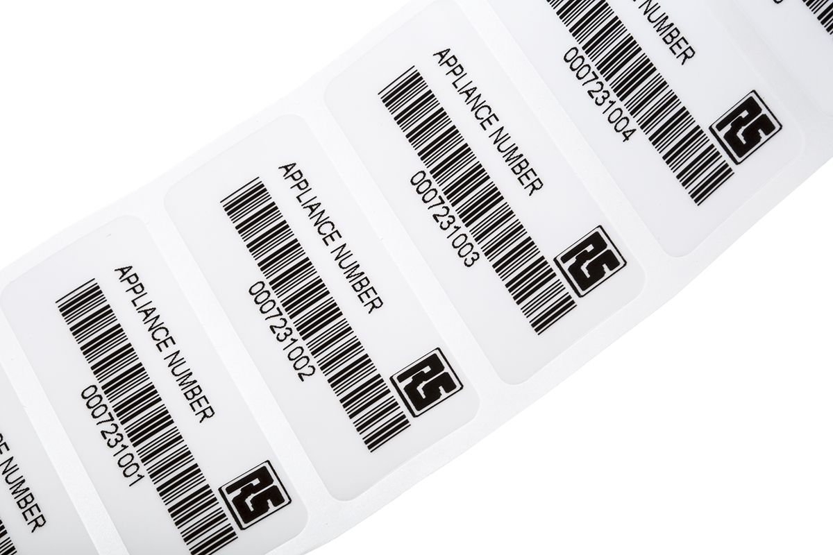 RS PRO White Black Print Label Roll, 58 mm Width, 58 mm
