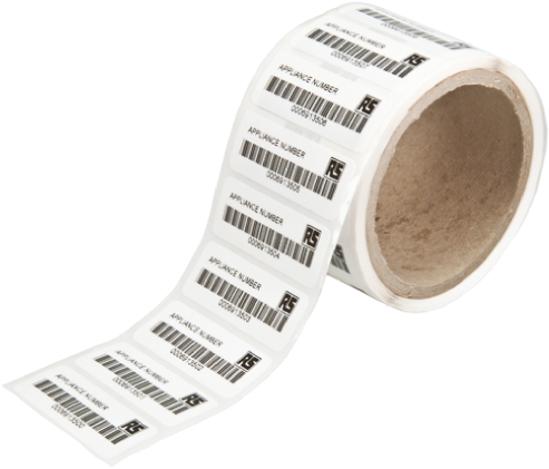 497-498 RS PRO White Black Print Label Roll, 58 mm Width, 58 mm