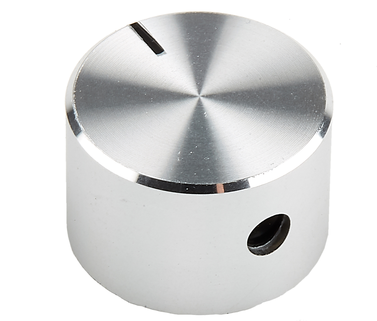 499-933 RS PRO 18 mm Knob Diameter Silver Potentiometer Knob for 6.4 mm Shaft Circular