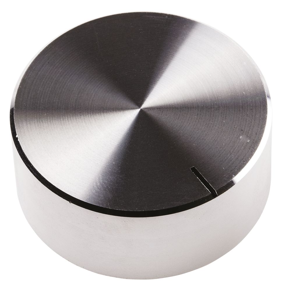 RS PRO 38 mm Knob Diameter Silver Potentiometer Knob for 6.4 mm Shaft Circular