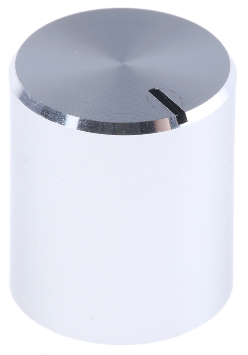 RS PRO 14 mm Knob Diameter Silver Potentiometer Knob for 6.4 mm Shaft Circular