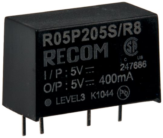Recom DC-DC Converter, 12V dc/ 167mA Output, 4.5 → 5.5 V dc Input, 2W, Through Hole, +85°C Max Temp -40°C Min