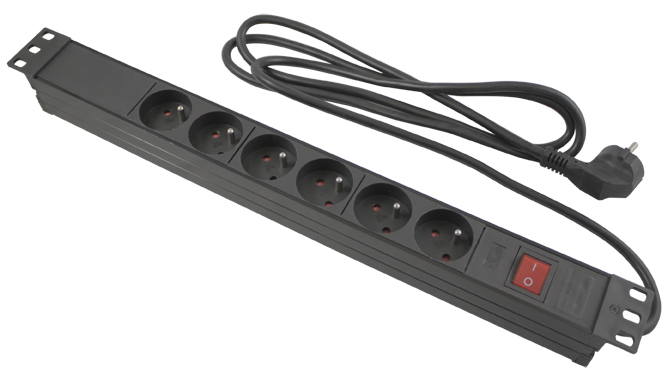 CAE Multimedia Connect Schuko 6 Gang Socket Bar, 2m Cable, 16A, 250V ac