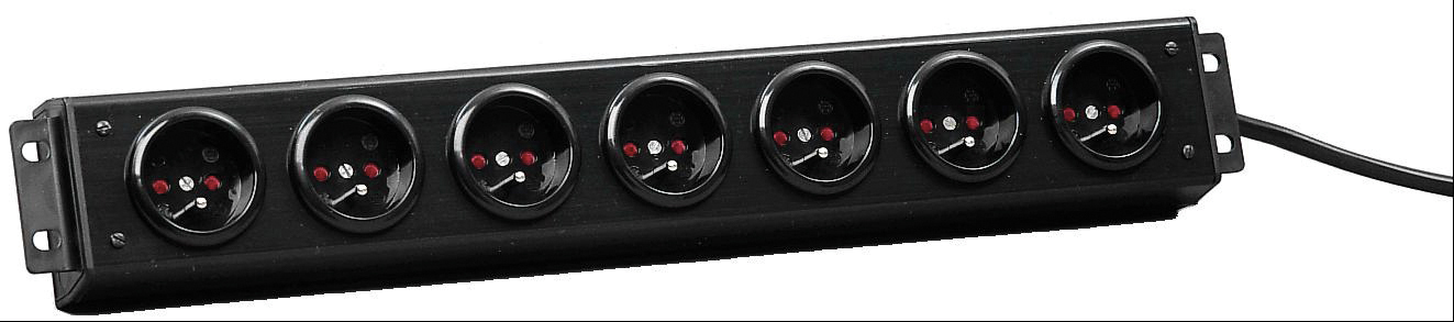 CAE Multimedia Connect Schuko 7 Gang Socket Bar, 2m Cable, 16A, 250V ac