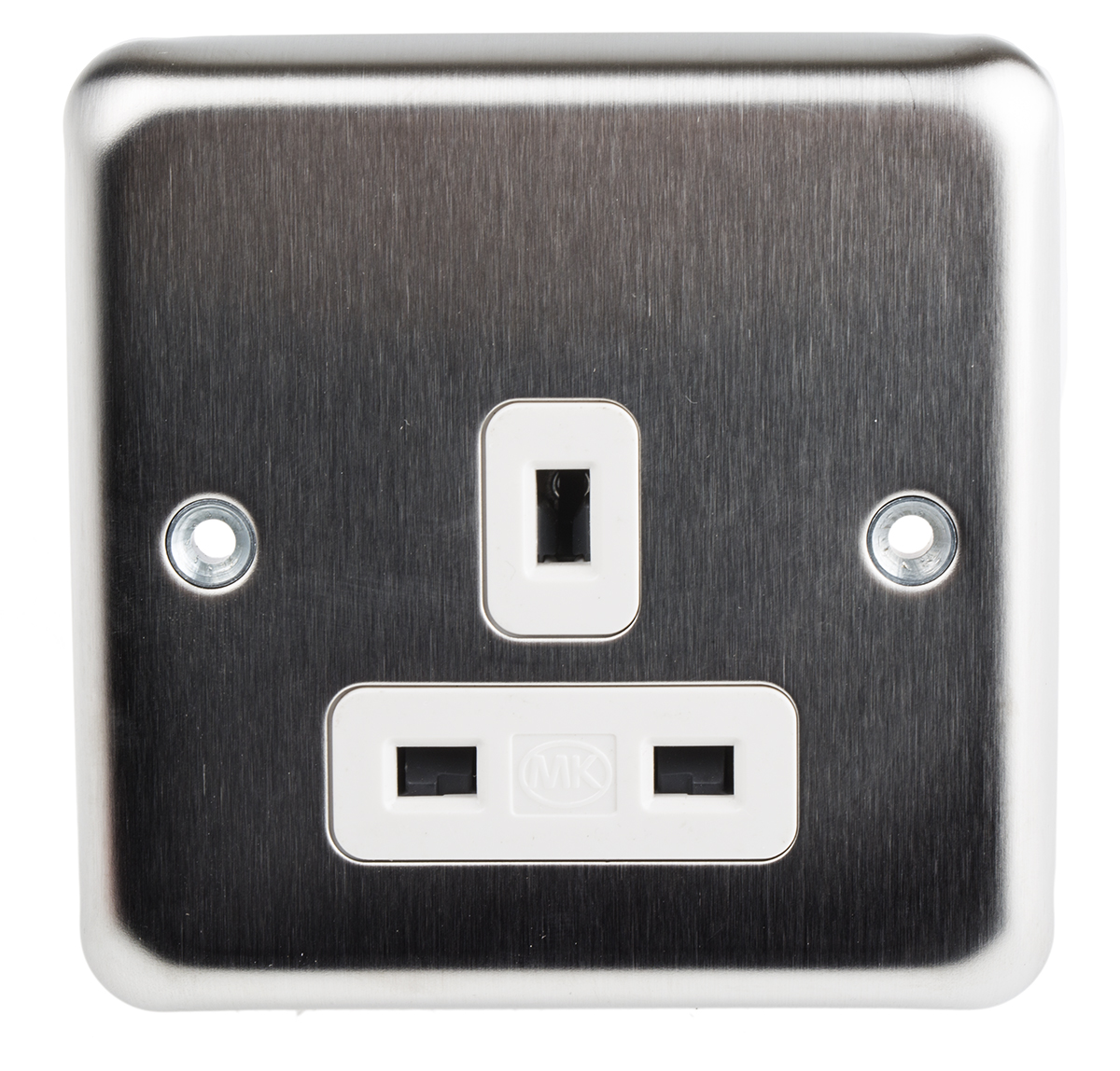 MK Electric Silver 1 Gang Plug Socket, 2P+E Poles, 13A, Type G - British