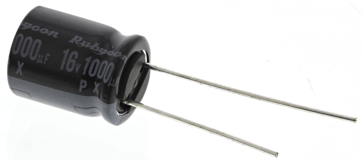 Rubycon 1000μF Aluminium Electrolytic Capacitor 16V dc, Radial, Through Hole - 16PX1000MEFC10X12.5