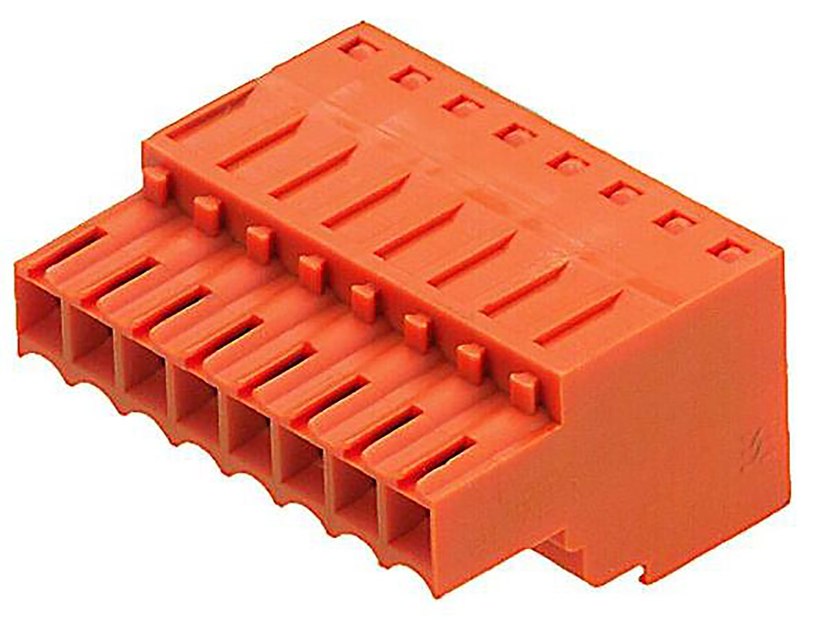 Weidmuller, 3.5mm Pitch, BL, 8 Way, Pluggable Terminal Block, Plug, Cable Mount, Crimp Termination, 1690250000