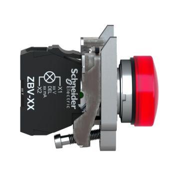 xb4bvg4 Schneider Electric Harmony XB4 Red LED Pilot Light, 22mm Cutout, IP66, IP67, IP69, IP69K, 120 V ac, 3 A ac, 270 mA dc