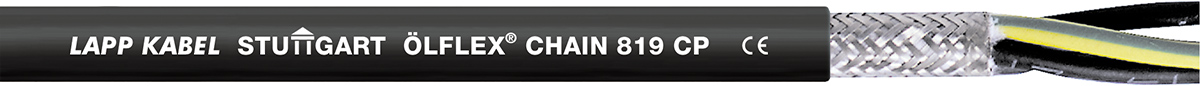 Lapp ÖLFLEX CHAIN 819 CP Control Cable, 7 Cores, 0.5 mm², CY, Screened, 50m, Black PUR Sheath
