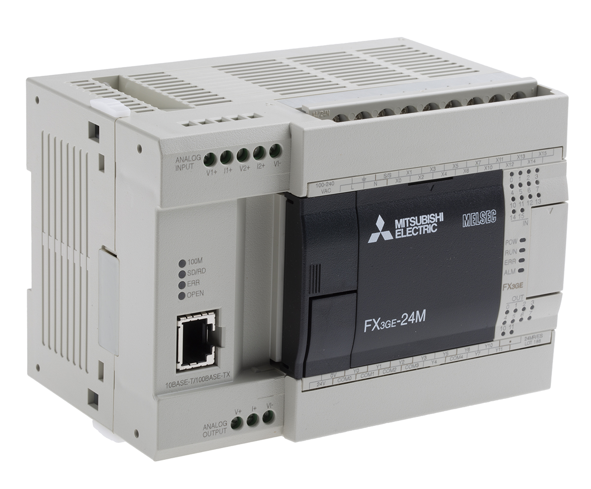 fx3ge-24mres Mitsubishi FX3GE Series PLC CPU for Use with FX3 Series, Relay Output, 14-Input, DC Input