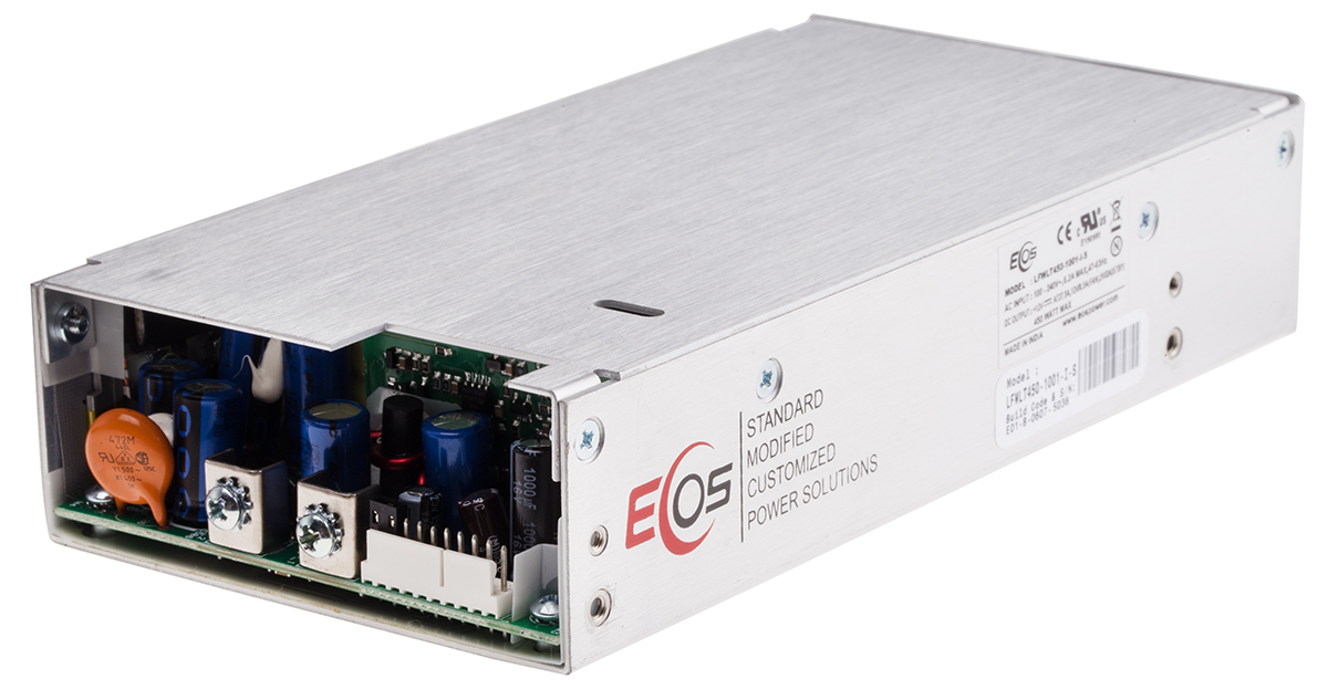 EOS Switching Power Supply, LFWLT450-1001-I-S, 12V dc, 37.5A, 155 → 450W, 1 Output, 120 → 390 V dc, 90