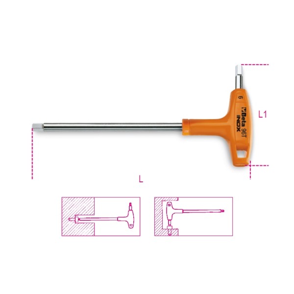 BETA T Shape Metric Hex Key, 4mm