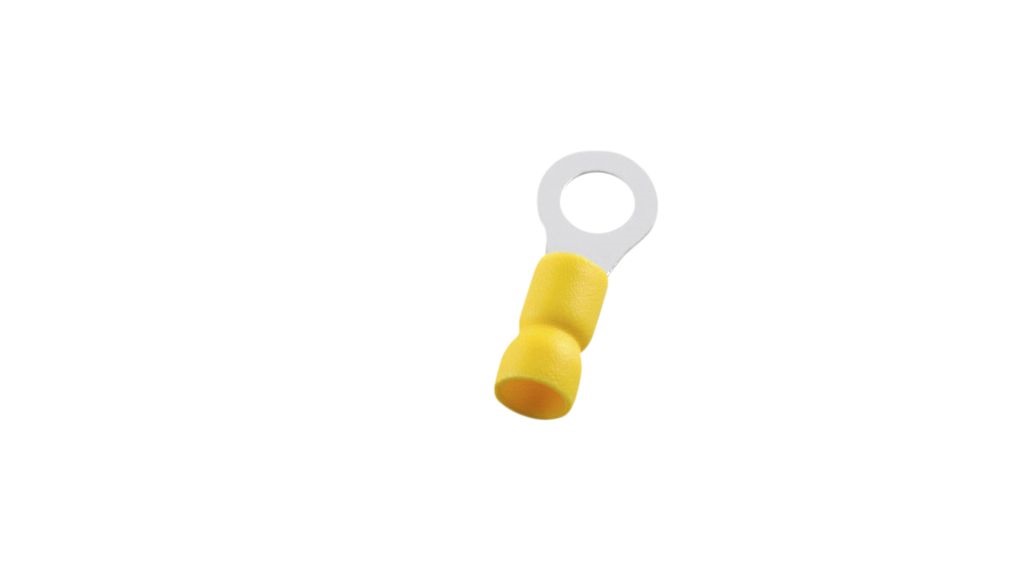 RND, RND 465 Insulated Ring Terminal, 1/4in Stud Size, Yellow