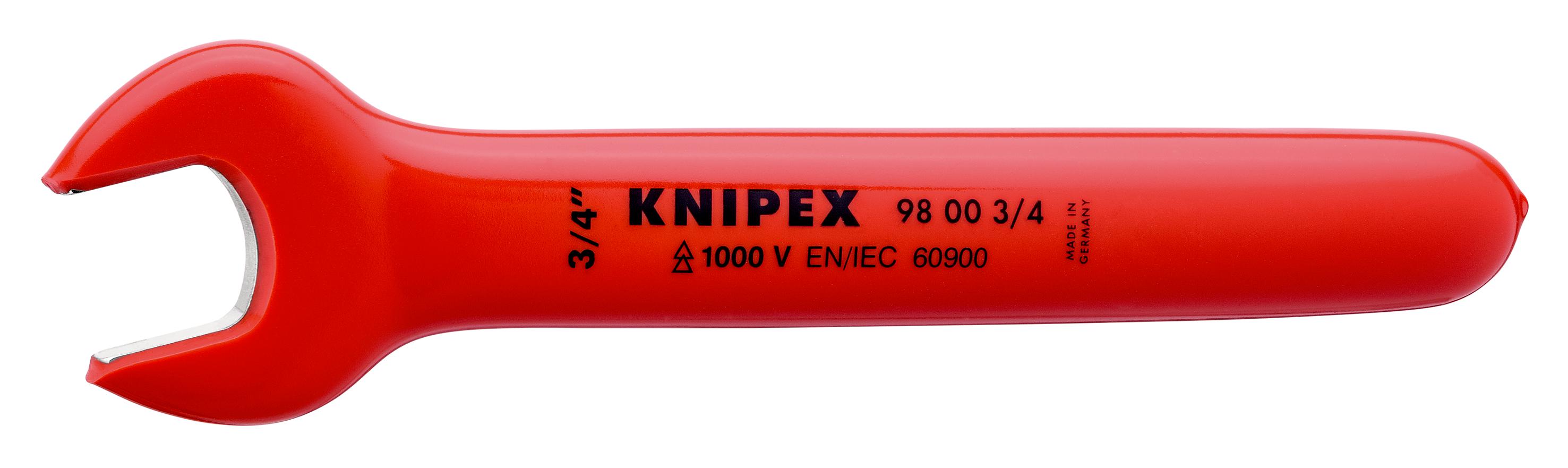 Knipex Open-end Wrench, 3/4in, Imperial, 190.5 mm Overall, VDE/1000V