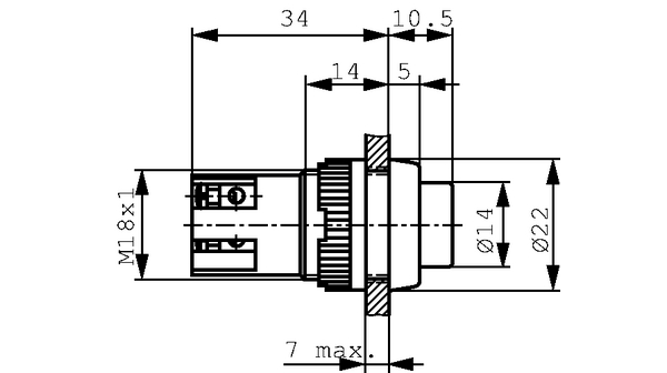 1011020110507 RAFI Push Button Switch, Momentary, Panel Mount, 18.2mm Cutout, SPDT, 250V ac, IP40, IP65