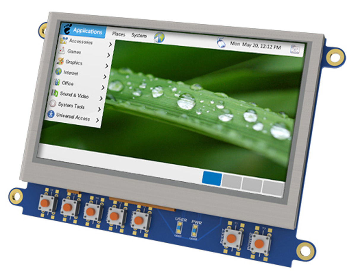 4D Systems 4DCAPE-43T LCD Colour Display Touch Screen, 109.22 mm, 480 x 272 pixel