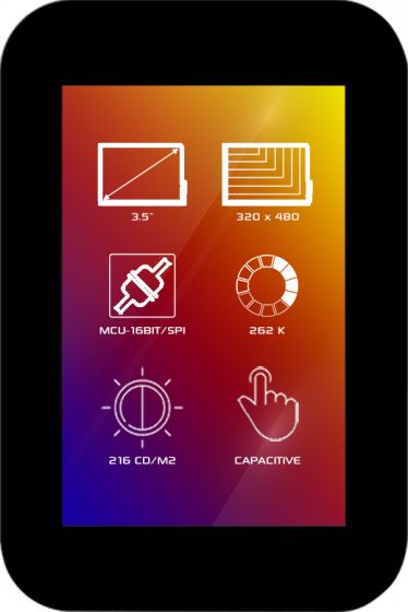 4D Systems 4DLCD-35480320-CTP-CLB-IPS TFT LCD Display Touch Screen, 88.9 mm, 320 x 480 pixel