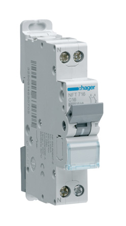 Hager NFT MCB, 1+N, 32A, 240 → 400V AC, 10 kA Breaking Capacity