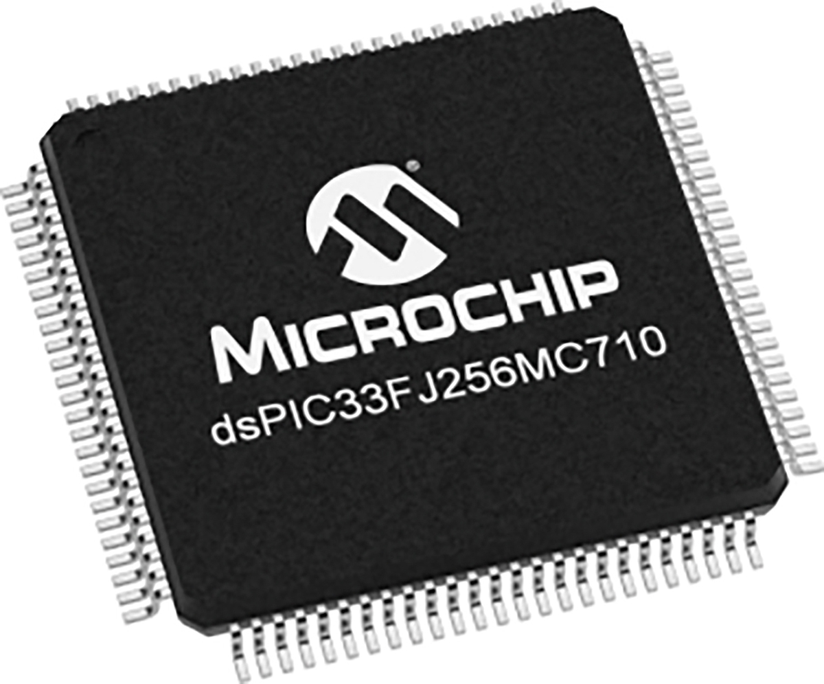 DSPIC33FJ256MC710-I/PF Microchip DSPIC33FJ256MC710, 16bit Digital Signal Processor 80MHz 256 kB Flash 100-Pin TQFP