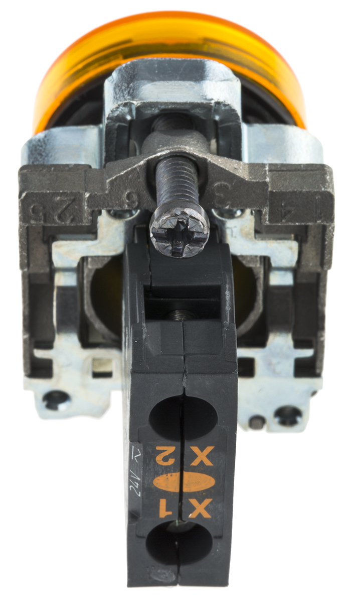 xb4bvb5 Schneider Electric Harmony XB4 Orange LED Pilot Light, 22mm Cutout, IP66, IP67, IP69, IP69K, 24 V ac/dc