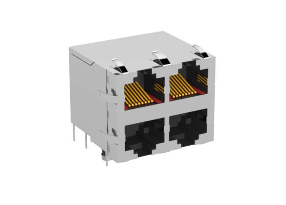 ERNI Female RJ Connector Module, Through Hole, Cat5 2x2 Port 8 -Way