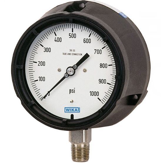 WIKA NPT 1/2 Analogue Pressure Gauge 600psi Bottom Entry 4.5in Outside Diameter