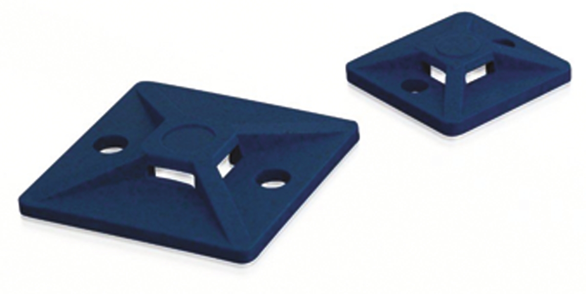 HellermannTyton Cable Tie Mount, 19mm x 19 mm, Blue Metal Detectable, Pk-100